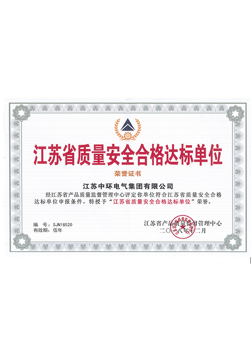 Jiangsu quality and safety qualified unit